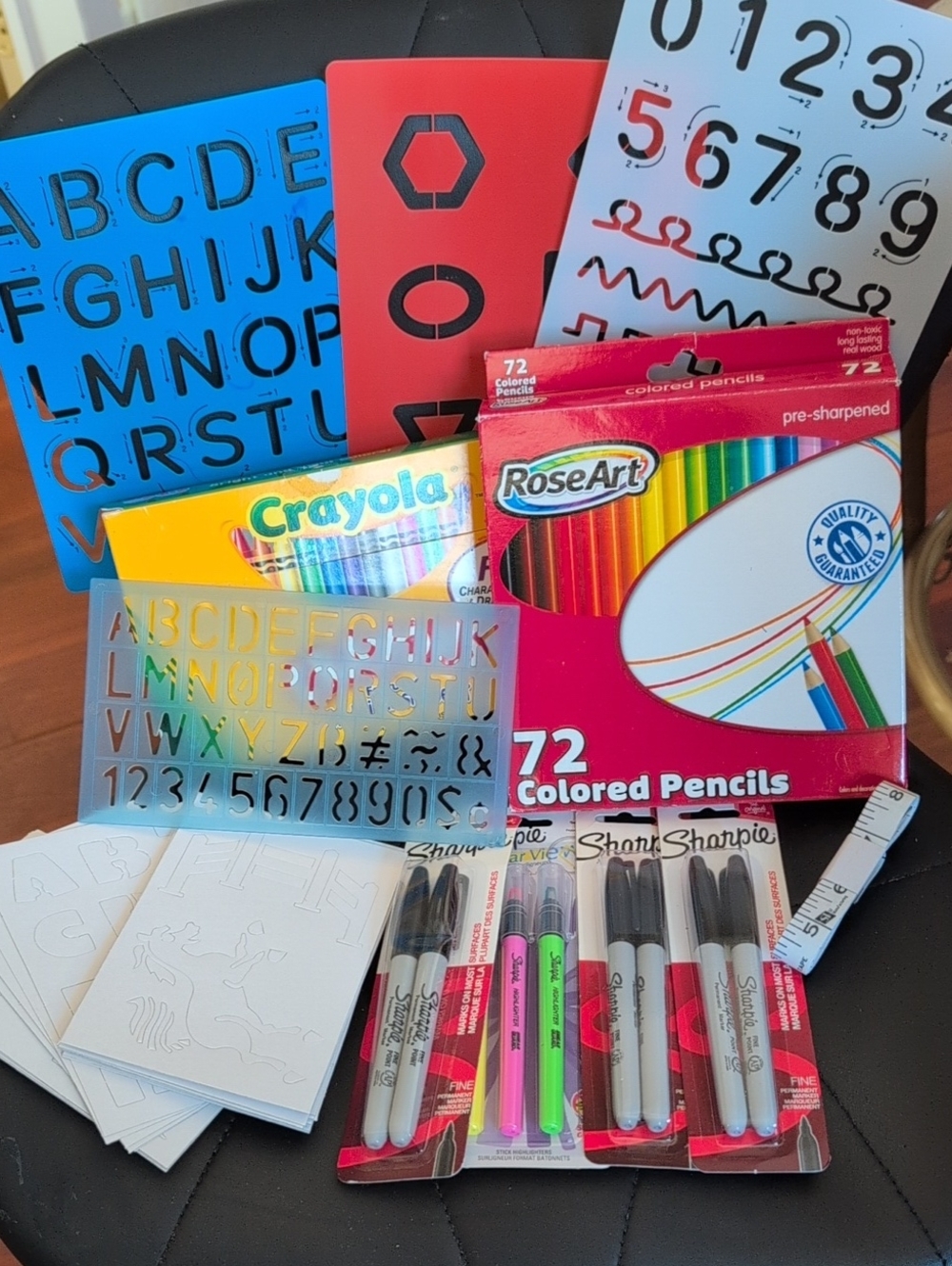 Art Supplies Stencil & Colored Pencil And Crayon Set - Multicolor